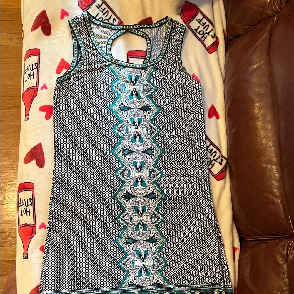 Max Studio Teal and Black Patterned Dress